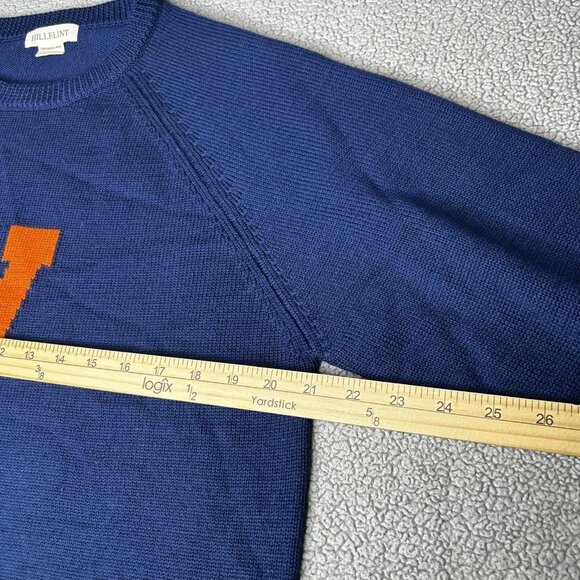 Hillflint Sweater Mens L Navy Merino Wool Collegiate V Letter Virginia State - Picture 9 of 13